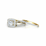 2.7ct Engagement Ring Round Cut Diamond Bridal Set Halo 14k Yellow Gold Finish