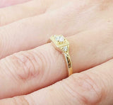 1ct Round Diamond Engagement Ring Vintage Inspired Trilogy 14k Yellow Gold Over