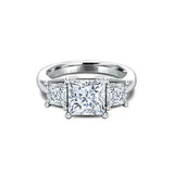 Trilogy Solitaire Engagement Ring 2ct Princess Cut Diamond 14k White Gold Finish