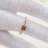 0.7ct Round Cut Pink Ruby Engagement Ring Flower Minimalist 14k Yellow Gold Over