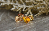 2ct Round Cut Yellow Citrine Screw Back Stud Earrings 14k Rose Gold Finish