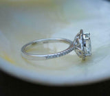 1.2ct Engagement Ring Round Cut Diamond Unique Hexagon Halo 14k WhiteGold Finish