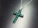 1.55ct Green Emerald Pendant Round Cut Holy Cross 14k White Gold Finish NO CHAIN