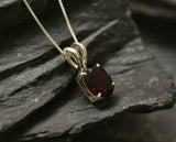 2ct Red Garnet Pendant Oval Cut Solitaire Women 14k White Gold Finish NO CHAIN