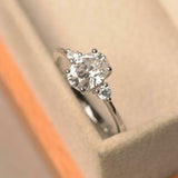 1.2ct Oval Cut Diamond Engagement Ring Minimalist Trilogy 14k White Gold Finish