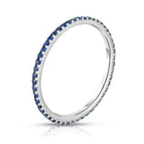 1.5ct Round Cut Blue Sapphire Wedding Band 14k White Gold Finish Full Eternity