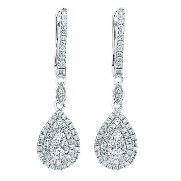 2.5ct Round Cut VVS1D Diamond Tear Stylish Drop Earrings 14k White Gold Finish