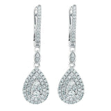 2.5ct Round Cut VVS1D Diamond Tear Stylish Drop Earrings 14k White Gold Finish