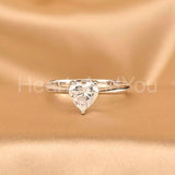 0.6ct Heart Simulated Diamond Solitaire Engagement Ring 14k White Gold Plated