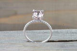 1.6ct Cushion Cut Morganite Engagement Ring 14k White Gold Finish Diamond Accent