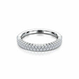 2 Row Half Eternity Wedding Ring Band 0.4ct Round Cut Diamond 14k WhiteGold Over