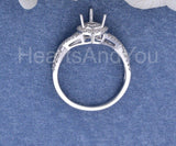 0.75ct Heart Stone Ring Setting Round Moissanite Semi Mount 14k WhiteGold Plated