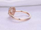 1ct Oval Cut Peach Morganite Engagement Ring 18k Rose Gold Over Floral Solitaire