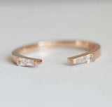 0.4ct Baguette Cut Diamond Wedding Band 14k Rose Gold Finish Open Minimalist