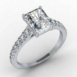 2.7ct Radiant Diamond Round Accent Solitaire Engagement Ring 14k White Gold Over