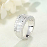 Iced Half Eternity Wedding Band 5ct Baguette Round Diamond 14k White Gold Finish