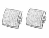 1.8ct Princess Cut Diamond Squarish Cluster Stud Earrings 14k White Gold Finish