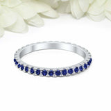 2ct Round Blue Sapphire Wedding Band Full Eternity Stackable 14k White Gold Over