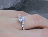 4Ct Round Cut Diamond Solitaire with Accents Engagement Ring 14K White Gold Over