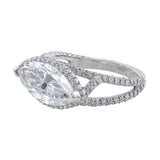 6Ct Marquise Cut Diamond Split Shank Queens Cocktail Ring 14K White Gold Finish