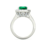 4Ct Green Emerald Diamond Accents Halo Engagement Ring Women 14K White Gold Over