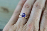 1ct Round Cut Purple Amethyst Engagement Ring 14k RoseGold Over Beaded Solitaire