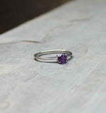 0.5ct Engagement Ring Round Cut Purple Amethyst Solitaire 14k White Gold Finish