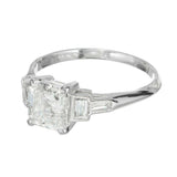 1.5ct Asscher Cut Diamond Engagement Ring Art Deco Solitaire 14k White Gold Over