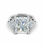 1.5ct Radiant Cut VVS1 Diamond Three Stone Engagement Ring 14k White Gold Finish