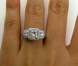 5Ct Princess Cut Diamond Halo Iced Solitaire Engagement Ring 14K White Gold Over