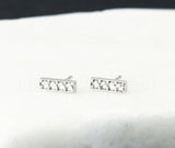 0.5ct Round Cut Moissanite Dainty Bar Stud Earrings Women 14k White Gold Plated