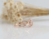 2ct Oval Cut Morganite Engagement Ring Diamond Halo Split Band 14k RoseGold Over