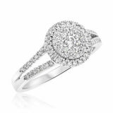 4Ct Round Cut Diamond Bridal Set Cluster Split Band Ring 14K White Gold Finish