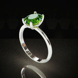 1Ct Oval Cut Green Peridot Solitaire Engagement Ring Women 18K White Gold Finish