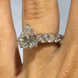 5Ct Pear Cut Diamond Cocktail Eternity Engagement Ring 14K White Gold Finish