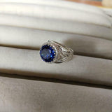 2ct Engagement Ring Round Cut Blue Sapphire Vintage Inspired 14k White Gold Over