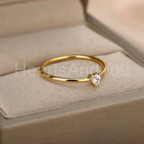 0.6ct Heart Simulated Diamond Minimalist Engagement Ring 14k Yellow Gold Plated