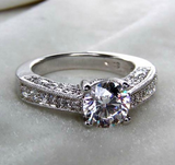 2ct Round Cut VVS1 Diamond Engagement Ring 18k White Gold Finish Antique Vintage