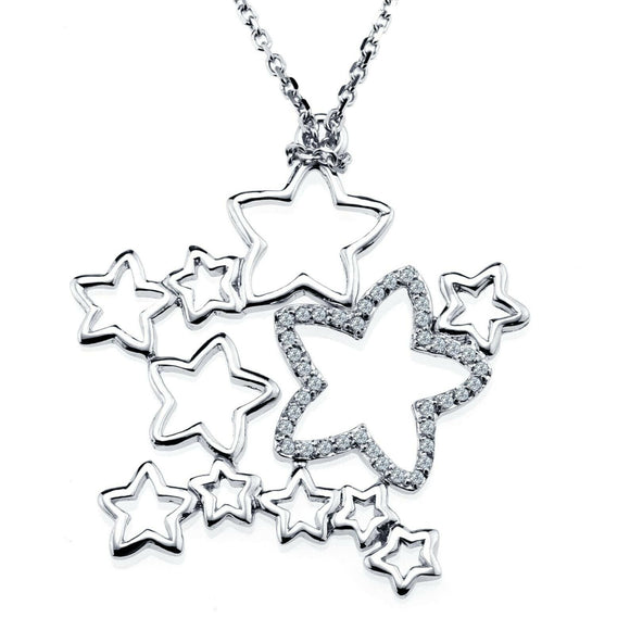 1ct Round Cut Diamond All Stars Encrusted Pendant with Chain 14k White Gold Over