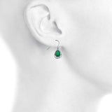 1.5ct Drop Earrings Pear Cut Emerald Intertwined Dangling 14k White Gold Finish