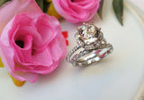 2ct Round Cut Peach Morganite Engagement Ring 18k White Gold Finish Bridal Set