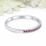 1ct Round Pink Sapphire Wedding Band Stackable Half Eternity 14k White Gold Over