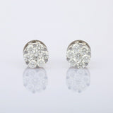 1.6ct Stud Earrings Round Cut Diamond Cluster Halo 14k White Gold Finish