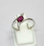 1ct Engagement Ring Oval Cut Pink Ruby Trilogy Bypass 14k White Gold Finish