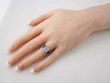 2ct Round Cut Diamond Engagement Ring Blue Sapphire Trilogy 14k WhiteGold Finish