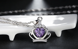 2ct Heart Cut Purple Amethyst Pendant Crystal Crown 14k White Gold Over NO CHAIN