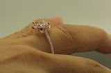 3.5Ct Princess Cut Morganite Diamond Halo Engagement Ring 14K Rose Gold Finish