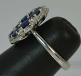 5ct Oval Cut Blue Sapphire Engagement Ring Cluster Cocktail 14k WhiteGold Finish