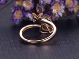 1ct Heart Cut Champagne Morganite Butterfly Engagement Ring 14k Rose Gold Finish