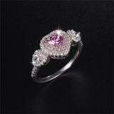 2.5ct Heart Cut Pink Sapphire Engagement Ring 14k White Gold Finish Double Halo